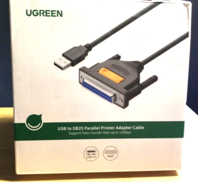 Adaptador de cable de impresora paralelo UGREEN USB a DB25 conector macho hembra IEEE para Foto 1 de 2