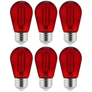 S14 Red LED Sign Bulb - Dimmable Transparent String Light, 2 Watts, W/ E26 - Picture 1 of 2