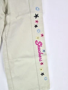 Vintage Y2K Skechers Girls Size 6 Khaki Cargo Pants Embroidered Flower Belt New - Picture 1 of 8