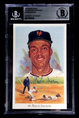 MONTE IRVIN BECKETT SIGNED PEREZ-STEELE CELEBRATION HOF POSTCARD #19 AUTOGRAPHED - Image 1 of 2