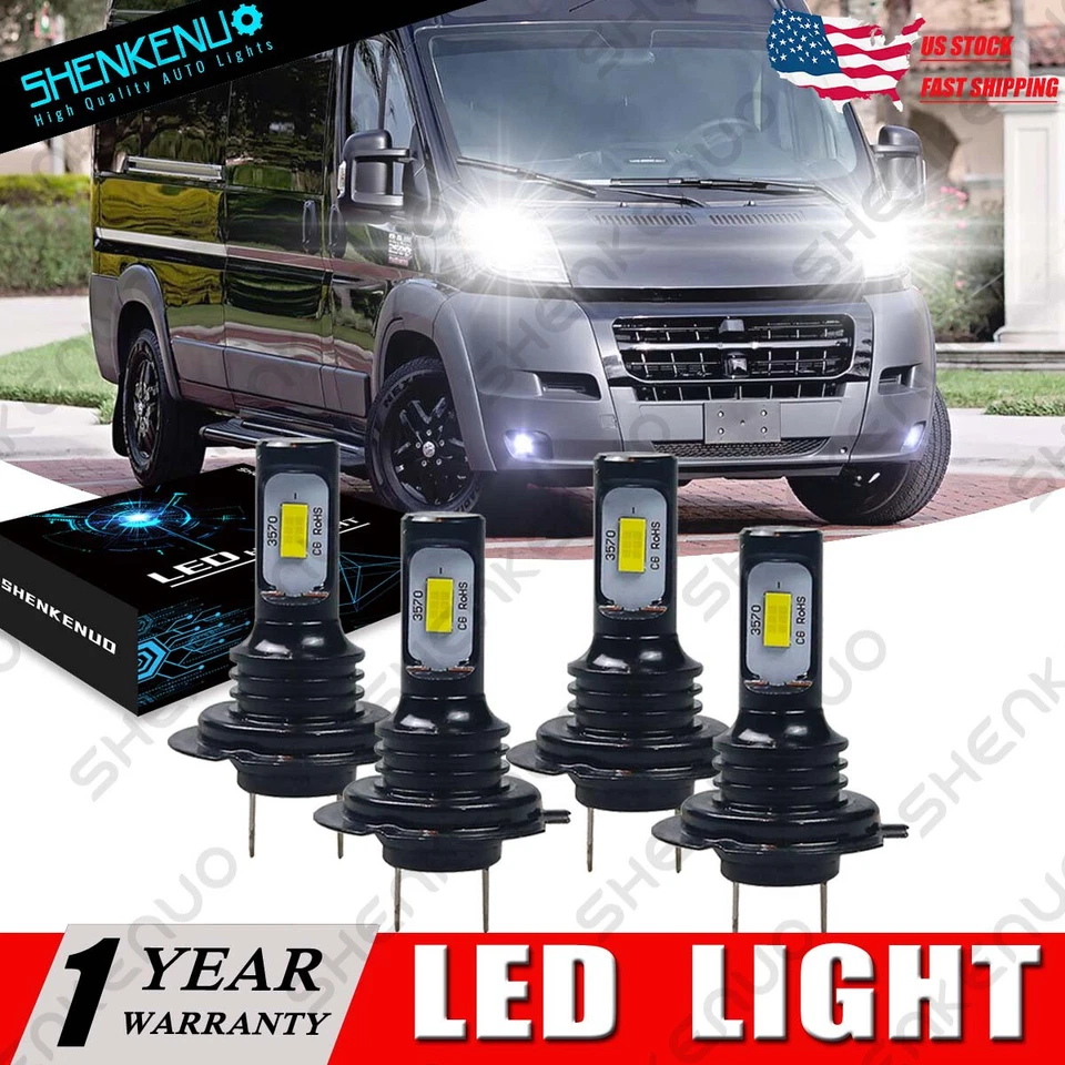 Faro delantero LED alto/bajo 4 bombillas para Ram ProMaster 1500 2500 3500 14-2018 6000K Foto 1 de 4
