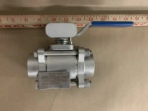 PBM  Industrial 2-Way 316L Ball Valve 1" FNPT V-TEF Locking Lever Handle - Picture 1 of 5