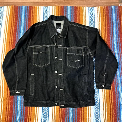 Chaqueta holgada vintage Y2K Sean John jean de mezclilla negra hip hop para hombre XL Foto 1 de 4