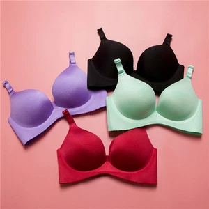 Damen Ungefüttert Bequem Nahtlos Alltag Dessous BH Kabellos Raffung Push Up BH - Bild 1 von 44