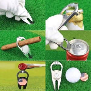 1x Golfball Marker Divot Reparaturwerkzeug grün Gabel Reparatur Rasen Flaschenöffner geformt - Bild 1 von 6