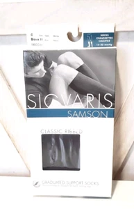 SIGVARIS 180CC 11 15-30mmHg MENS COTTON KNEE-HIGH Brown Ribbed - Picture 1 of 4