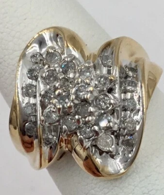 Anillo de oro amarillo de 10 quilates con racimo de 0,50 TCW para damas talla 6,5 I1 I2 J K 5,2 gramos Foto 1 de 4