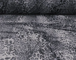PowerNet Stretch Mesh Nylon Spandex Sheer Printed Cheetah Gray Black Z501 - Picture 1 of 1