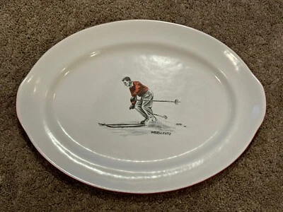 Prizer Ware Oval Enameled Cast Iron Platter 13” Model SP 2 RARE Signed Skier - Image 1 of 4