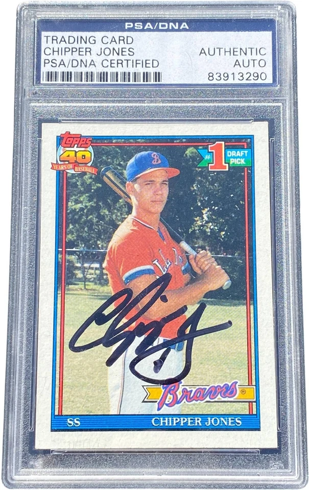 CHIPPER JONES SIGNED 1991 TOPPS ROOKIE RC CARD #333 PSA/DNA  - Image 1 of 1