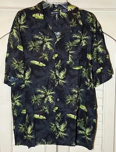 Mens Hawaiian Palm Trees Button Up Short Sleeve Shirt Chest Pocket Size Large - Picture 1 of 5