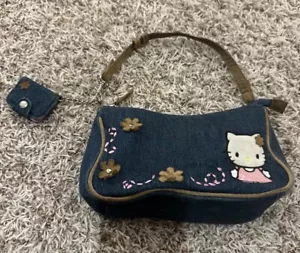 Vintage Sanrio Hello Kitty mit Notizblock Mini blau Denim Handtasche **RAR** - Bild 1 von 12