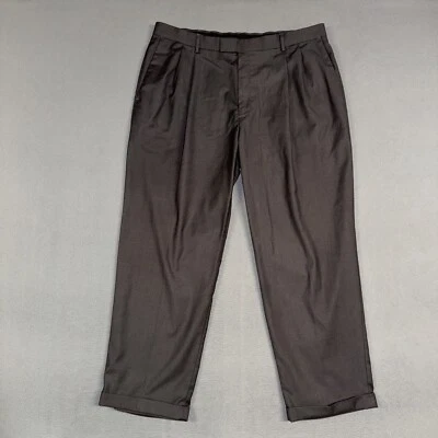 Pantalones de vestir Haggar para hombre 38x29 gris calce clásico puños plisados mezcla de poliéster Foto 1 de 4