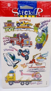 Vintage American Greetings Sticker World Kids Train Fire Space Boat 4 Sheets  - Bild 1 von 3