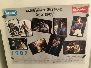 Póster calendario 1987 WRIF 101 puertas de los Beatles Hendrix Bowie The Boss Elton nuevo en stock - Imagen 1 de 5