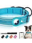 Pet Silicone Protective Apple Airtag GPS Finder Dog Collar Blue Sz L See Pics