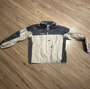 Nuova giacca NT Columbia Windbreaker uomo XL grigio confezionabile cappuccio nascosto leggero - Foto 1 di 13