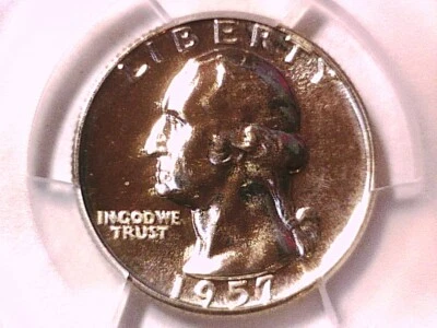 1957 Proof Washington Quarter PCGS PR 66 39185216 - Image 1 of 3