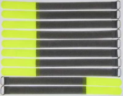 BIE-TEC 10 x Kabelklettband FK 30 cm x 20 mm neon gelb Klettband Klett Kabel Binder Band