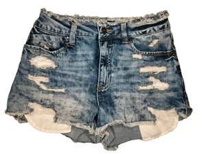 REWASH Vintage Reunion Womens Jean Shorts Juniors 5/27 Distressed High Rise Acid - Picture 1 of 11