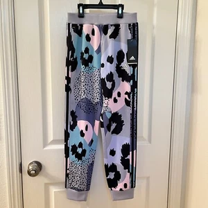 Adidas All Over Print Tricot Jogger Pants Halo Silver Girl's Size M 10-12 w/ TAG - Picture 1 of 16