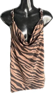 Camiseta sin mangas Michael Kors estampado de cebra Y2K correas para aprender talla M - Imagen 1 de 3