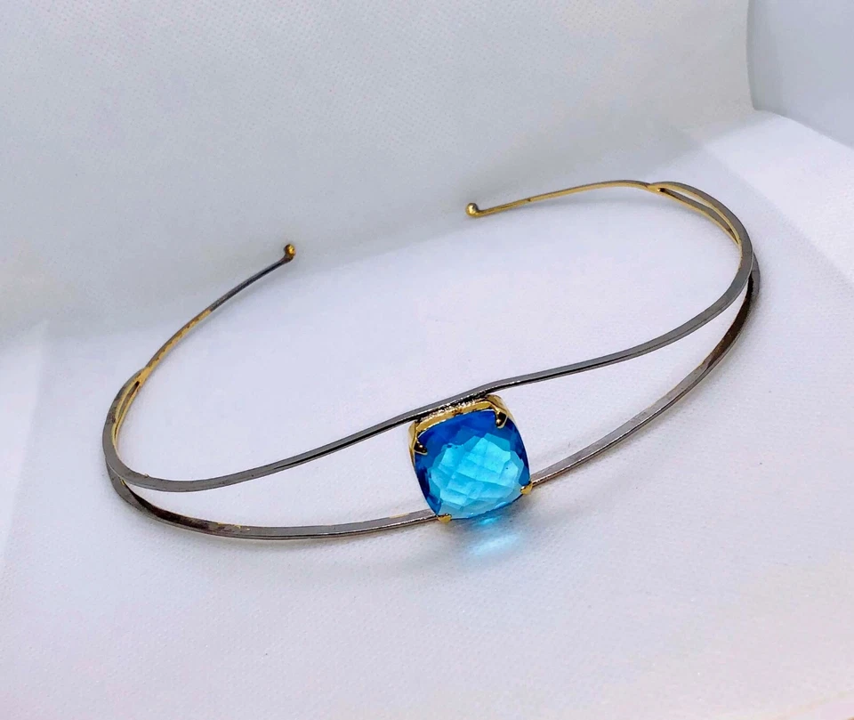 Diadema princesa Costozon cojín de 20 quilates topacio azul plata de ley 925 Foto 1 de 4