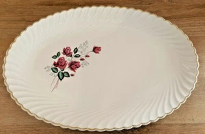 Grand Plat Ovale KG Luneville Badonviller Vence Motif Rose et Dorure - Picture 1 of 12