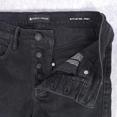 Фиолетовый бренд P001 тонкий узкие кнопка мухи эластичной черный джинсовой ткани джинсы мужские 28 x 32 - Изображение 1 из 4