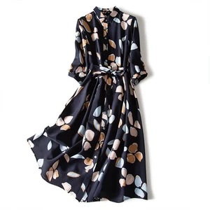 Pigiama donna lungo kimono nuovo cinese giapponese grandi fiori colore nero - Foto 1 di 6