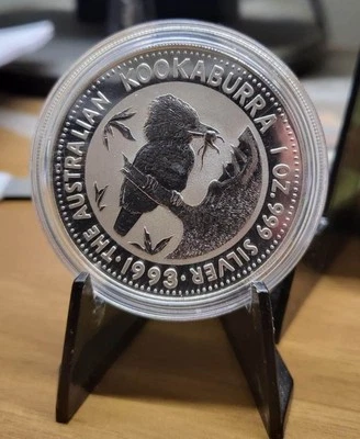 1993 AUSTRALIA KOOKABURRA argento silver 1 oz oncia 999 - Immagine 1 di 2