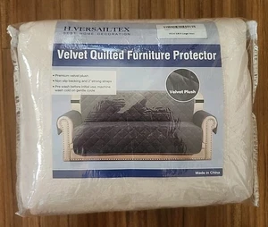 H. Versailtex Samt gesteppter Möbelschutz 78 Zoll elfenbeinfarben Plüsch rutschfest neu - Bild 1 von 6