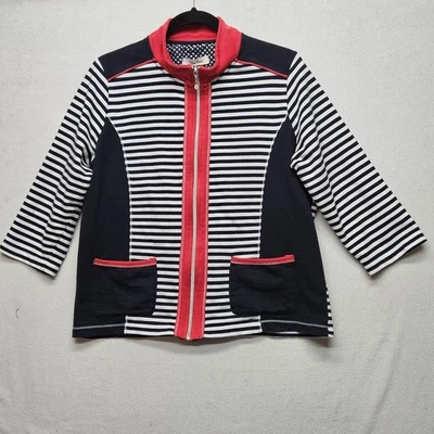 Chaqueta Onequ Informals Mujer Grande Rayas Bolsillos con Cremallera Náutica Informal Capa Foto 1 de 4