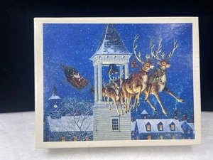 Tarjetas de Navidad de lino Ned Young Taking a Shortcut 2003 19 unidades campanario de renos - Imagen 1 de 20