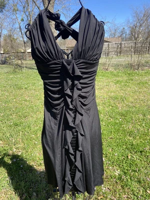 Marciano black ruffle halter Mini dress Large - Изображение 1 из 4