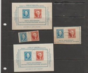 4 US Scott #948 Mint,Used 2 Pairs 1947  Souvenir Sheet Centenary Philatelic Expo - Picture 1 of 1