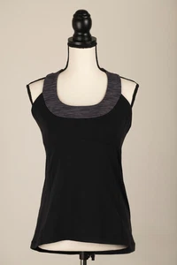 Lululemon Damen-Tanktop mit U-Ausschnitt Größe 10 schwarz mit grauem U-Ausschnitt Racerback - Bild 1 von 4