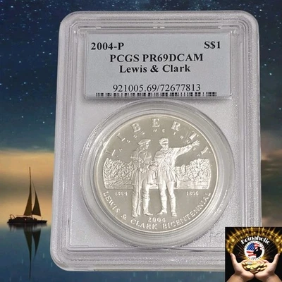 2004 P $1 Lewis & Clark PCGS PR69 DCAM Commemorative Pulled From Storage Fast 🚢 - Image 1 of 4
