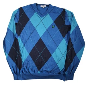 Lyle and Scott Club Herren Large blau Argyle Baumwolle Golf Stil Strick Pullover - Bild 1 von 9