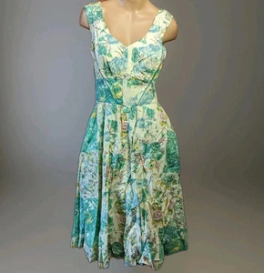 Vintage 60er Jahre Miss Maisel Floral Rose Patchwork ärmelloses Sommerkleid Gr. XS/S - Bild 1 von 10