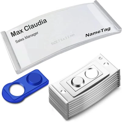 FIVAVA 10 STÜCK Namensschilder für Kleidung, Namensschild mit 2 Starkem Magnet, N