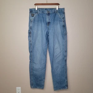 Cinch Jeans Mens Size 38x38 Medium Wash Carpenter Blue Label Distressed Hems - Picture 1 of 21