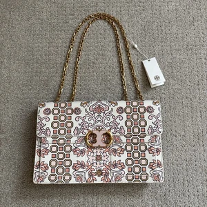 Tory Burch GEMINI LINK Hicks Garden LARGE CHAIN Leder Schulter/Umhängetasche - Bild 1 von 15