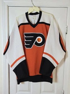 Vintage 90s CCM Maska Philadelphia Flyers Mesh Jersey Men’s Size Large Orange  - Picture 1 of 3