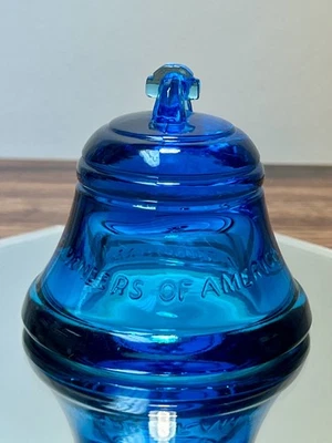 Vtg Blue Glass Insulator Bell Telephone Pioneers of America Paperweight Glows! - Image 1 of 4