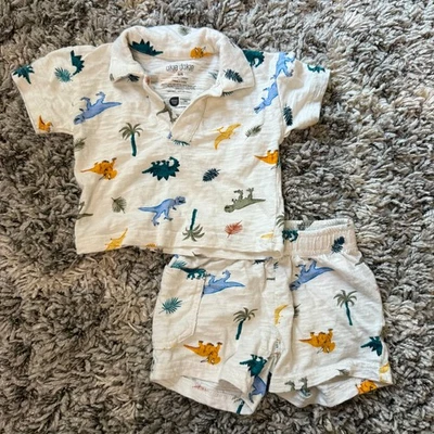 Conjunto de Conjunto Okie Dookie 6 Meses Bebé Niño Pantalones Cortos Camisa Dinosaurio Pantalones Cortos LINDOS Foto 1 de 4