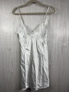 Linea Donatella Satin Lace Trim Nightie Women’s S Ivory Beaded Slip Chemise Sexy - Picture 1 of 9