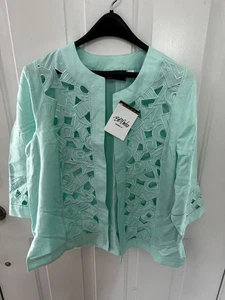 Bob Mackie Wearable Art hellblaue Jacke. Größe L. Neu mit Etikett - Bild 1 von 4