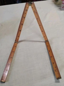 Righello pieghevole vintage Lufkin USA n. 651 legno di bosso e ottone 24" quattro pieghe - Foto 1 di 4