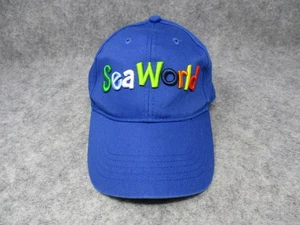 SeaWorld Hat Cap Strap Back Blue Embroidered Colorful Letters Youth Cotton - Picture 1 of 11